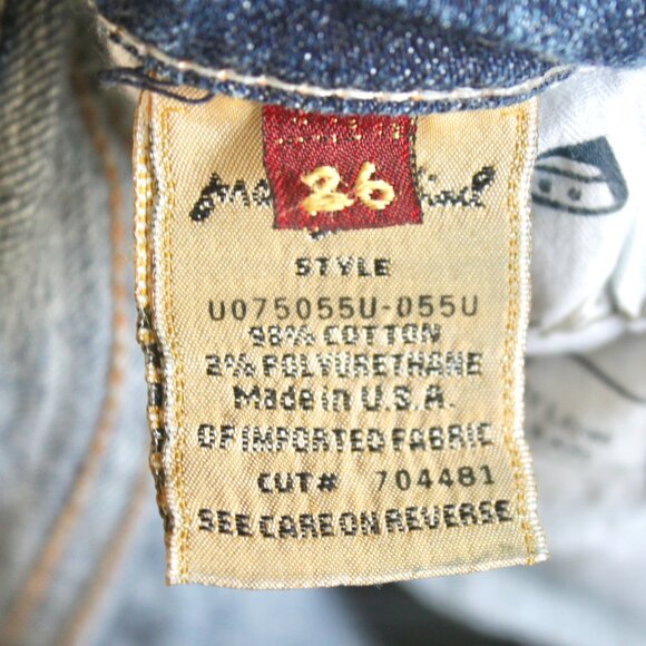 7 For All Mankind Blue Bootcut Medium Wash Denim Jeans with Pink Rhinestone 26 - Picture 10 of 11